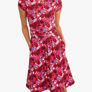 Floral Red and Blue Dress